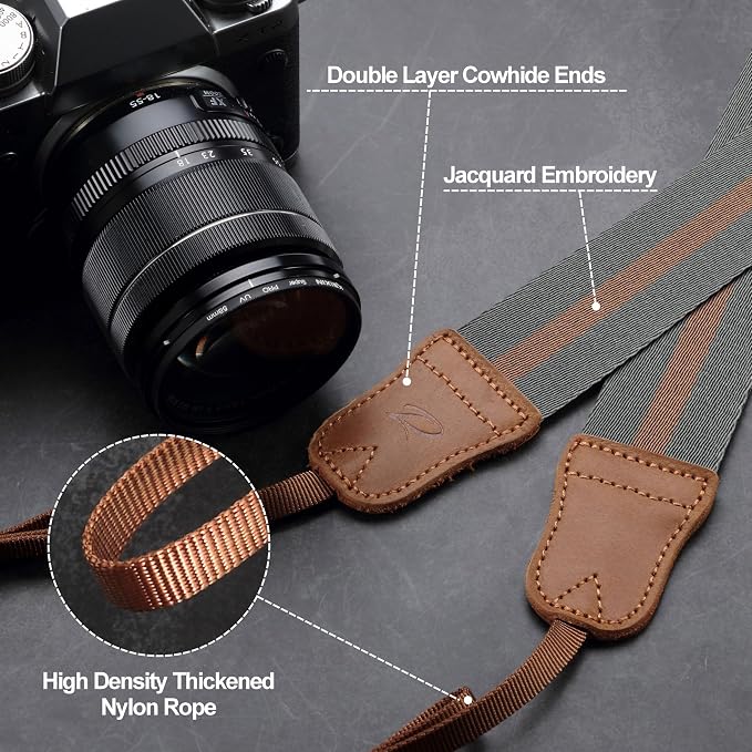 Padwa Lifestyle Green Brown Stripes Camera Strap - Image 5