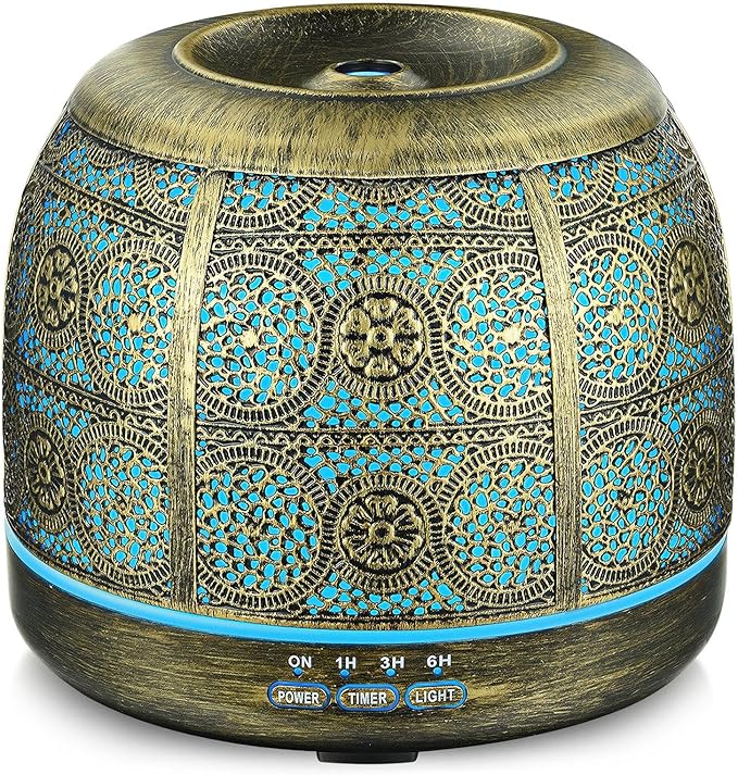 ARVIDSSON Essential Oil Diffuser, 500ml Aromatherapy Diffuser for Home, Ultrasonic Diffusers for Essential Oils, Metal Oil Diffuser with Mist Timer and Color Mood Light, Gift for Women and Men