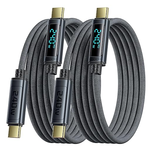 toocki USB C Cable [2Pack,3.3ft] 240W Fast Charging Cord with LED Display Compatible with iPhone 17 16 15 Pro Plus Pro Max Air, iPad Pro, Samsung Galaxy S24 S23, Switch, MacBook Air, Pixel
