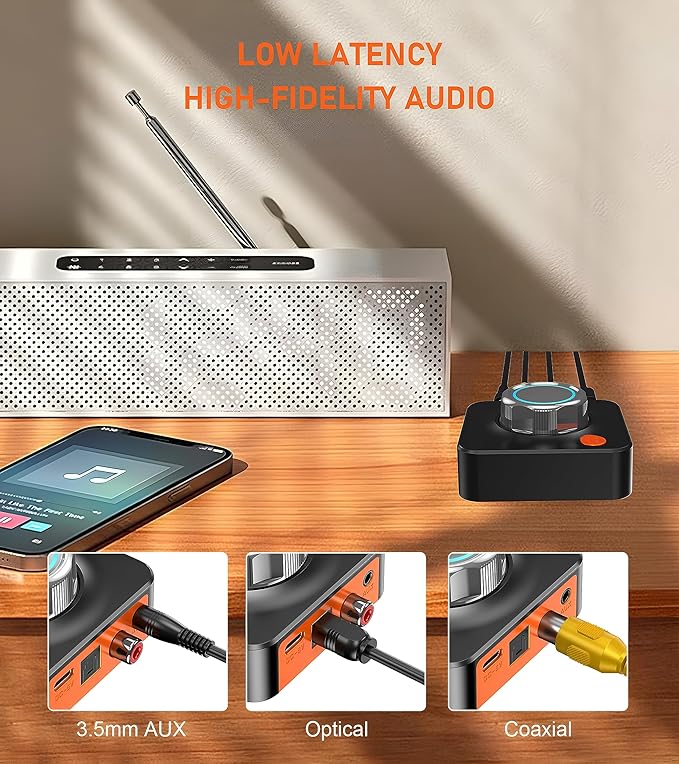 Bluetooth Receiver for Home Stereo, Bluetooth Adapter for Old Receiver with 3.5mm/Optical/COAXIAL Low Latency, 3D Surround Volume Control Wireless Audio Receivers, Support TF Card Playback KAIY