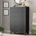 Xixini Fluted Dresser for Bedroom with 6 Drawers, 46" Tall Modern Chest of Drawers with Metal Handle, Wooden Dresser TV Stand, Wood Closet Clothes Storage Organizer for Living Room, Hallway, Black