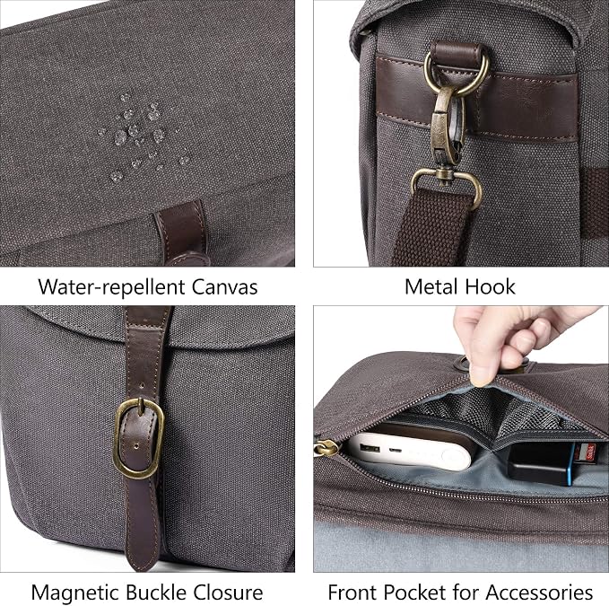 BAGSMART Camera Bag, SLR DSLR Canvas Crossbody Camera Case, Compact Camera - Image 5