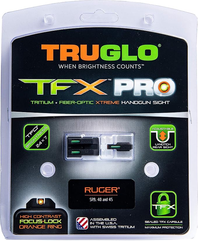 Truglo TFX PRO Handgun Sight, Glowing Shock Proof Tritium and Fiber Optic Night - Image 4