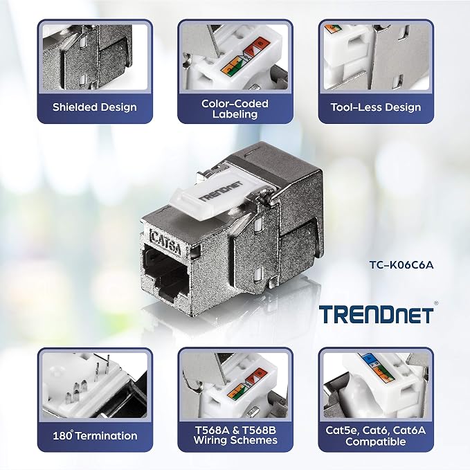 TRENDnet Shielded Cat6A RJ45 Keystone Jack 6-Pack Bundle, Use - Image 4