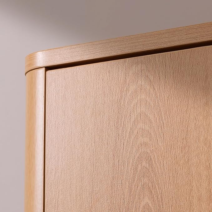 Wall Mounted Storage Cabinet, 2-Door Bathroom Medicine Cabinet with Adjustable Shelves, Modern Wood Hanging Organizer with Rounded Edges for Laundry Room, Kitchen
