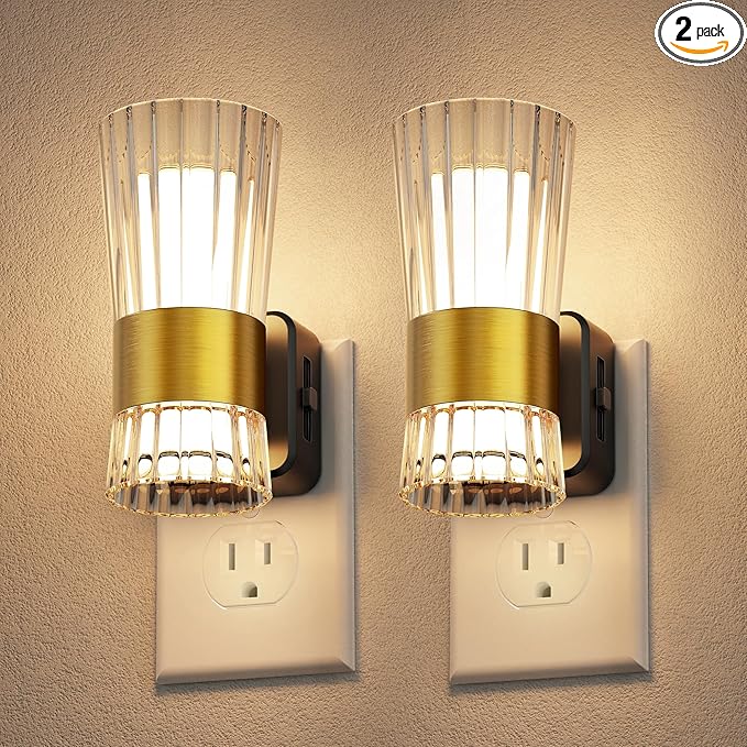 L LOHAS LED Night Light, Night Lights Plug into Wall, 3000K Soft Warm 0-100LM Adjustable Modern Night Lights,Automatic Nightlights Pulg in with Dusk to Dawn Sensor for Rooms Bathroom Hallway Decor