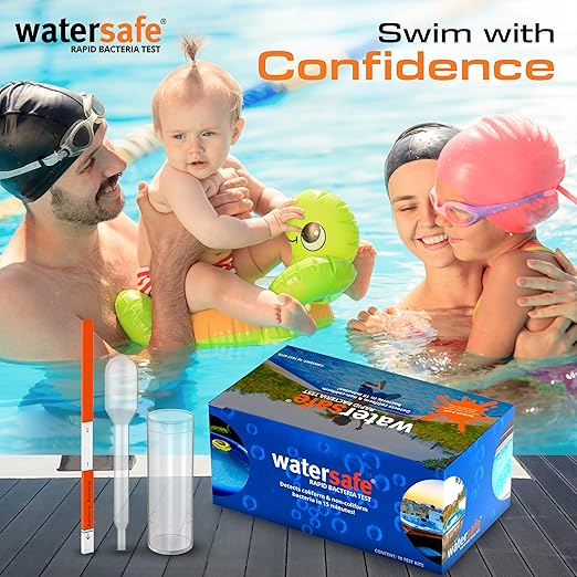Pool and Spa Rapid Bacteria Test by Watersafe, Detects Down to 1 Bacteria/μL, including E. coli, Salmonella and More, Pack of 10