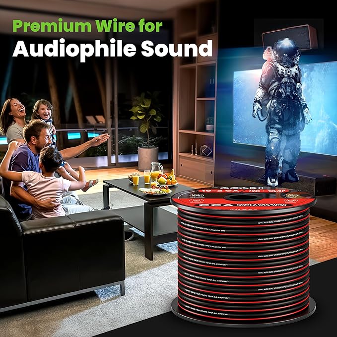 16AWG Speaker Wire, GearIT Pro Series 16 Gauge Speaker Wire Cable (200 Feet / 60.96 Meters) Great Use for Home Theater Speakers and Car Speakers, Black