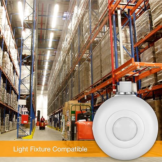 ENERLITES High Bay 360 Degree PIR Line Voltage Ceiling Occupancy Motion Sensor w/Daylight Harvesting Dimming, 1200-2800 sq. ft. Coverage, 120-277VAC, Commercial/Industrial, UL Listed, MPC-50HD, White