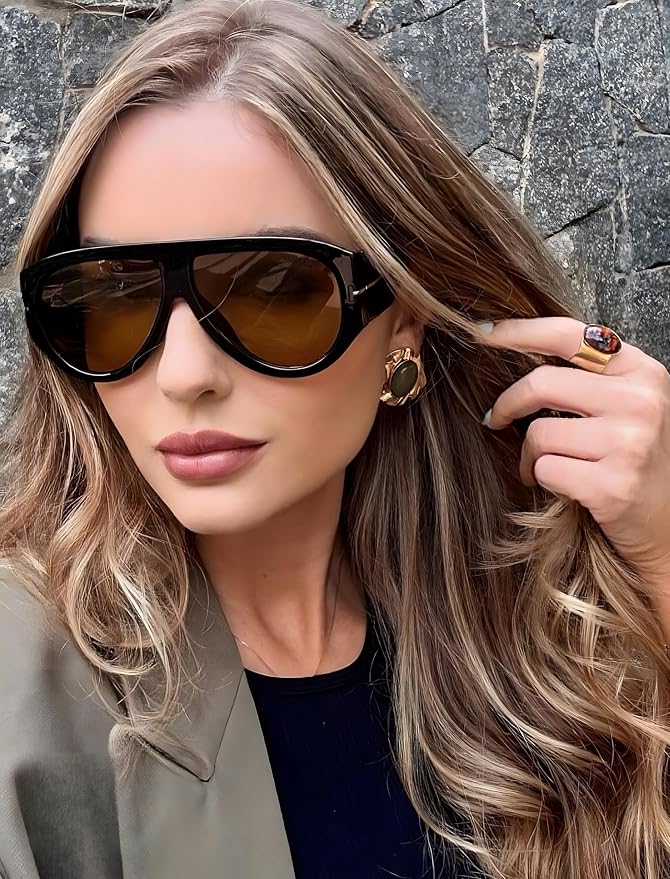 Oversized Retro Aviator Sunglasses - Image 4