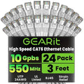 GEARit Cat 6 Ethernet Patch Cables 3 ft White, High Speed 24AWG 10Gbps RJ45 by GEARit