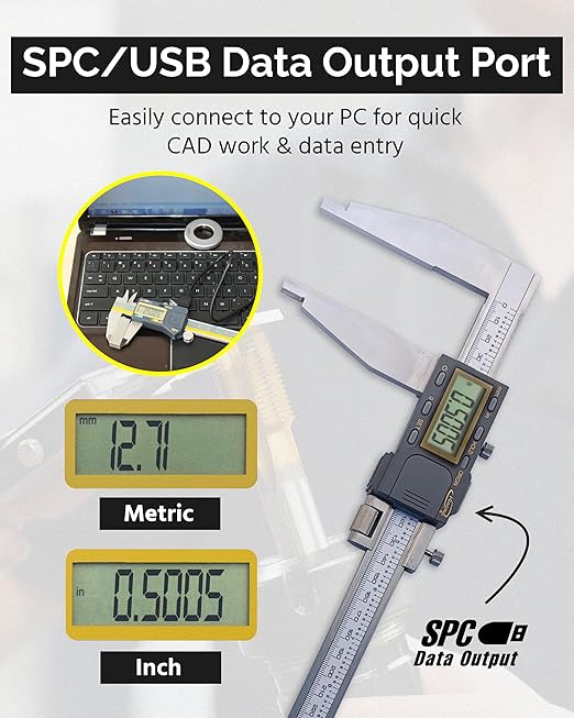 iGAGING Absolute Origin Heavy Duty 12" Digital Caliper, IP54 Electronic, SPC/USB Output Port, Inch & Metric Modes, Case, Manual, Battery