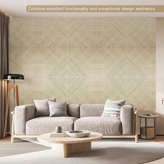 Autorific Acoustic Wall Panels,6 Pack Total Size 72 x 48 Inches,Self-Adhesive Decorative Acoustic Panels for Wall and ceiling,3D UV Printing with Wood Look,Rustic Oak