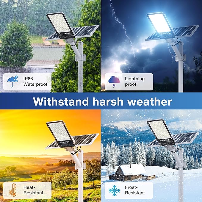 OKPRO 10000W Solar Street Light, Super Bright LED Beads Solar Lights Outdoor Waterproof IP66, Parking Lot Light Commercial Dusk to Dawn,Flood Light with Remote Control for Yard, Driveway(2Pack)