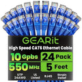 GEARit Cat 6 Ethernet Patch Cable 5 ft Blue, Cat 6 High Speed 24AWG 10Gbps RJ45 by GEARit
