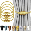 Nieffeiy Magnetic Curtain Tiebacks Outdoor Curtain Tie Backs Rope Decorative Magnetic Curtain Holders for Drapes Window Treatment Holdbacks, Gold 4Pack