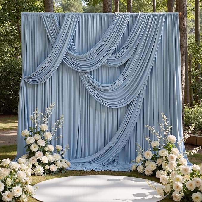 10ft x 15ft Dusty Blue Backdrop Curtains by CO-AVE