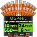 GEARit Cat 6 Ethernet Patch Cables 6 ft Orange, High Speed 24AWG 10Gbps RJ45 by GEARit