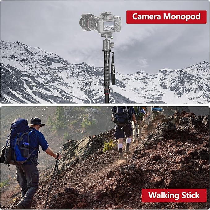 Manbily Carbon Fiber Camera Monopod, Portable Compact Lightweight Travel Monopod - Image 7
