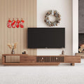 NessCarsti Mid Century Modern TV Stand for 75+ Inch TVs, Extendable Media Console (78"-103") with Ample Storage - Sleek Walnut Entertainment Center for Living Room