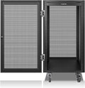 Sound Town 21U Universal Steel Rack, w/Mesh Doors, Locking Casters, Vented Side by SOUNDTOWN