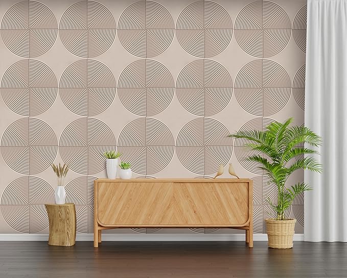 From Plain To Beautiful In Hours 9002 Arc Swell PVC 12 in x 12 in Peel and Stick Wall Panels (Covers / 10 sq.ft), Rodeo Dust, 10 Piece