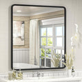32x36 Black Bathroom Mirror, Black Matte Metal Framed Vanity Mirror, Rounded Rectangle Mirror, Anti-Rust, Shatterproof (Horizontal/Vertical)