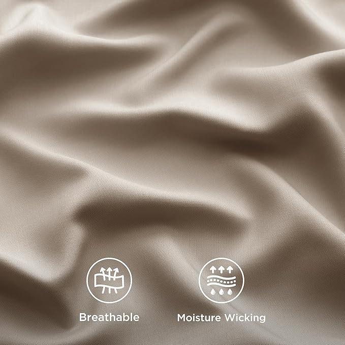 Bedsure King Size Sheets Set, Cooling Sheets for Hot Sleepers, Rayon Derived from Bamboo, Breathable & Soft, Deep Pocket Up to 16 Inches, Hotel Luxury Silky Bedding, Simply Taupe