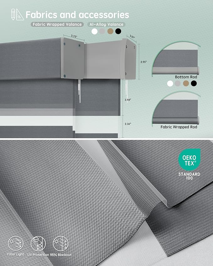 Yoolax Motorized Zebra Blinds Compatible with Alexa,Motorized Blinds with Remote Smart Automatic Custom Electric Window Blinds Cordless Indoor Blackout for Home Bedroom Kitchen (Mesh Silver)
