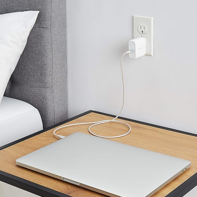 Amazon Basics 65W One-Port GaN USB-C Wall Charger with Power Delivery PD, Foldable Plug, for Laptops, Tablets & Phones, White