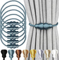 Nieffeiy Magnetic Curtain Tiebacks Outdoor Curtain Tie Backs Rope Decorative Magnetic Curtain Holders for Drapes Window Treatment Holdbacks, Blue 6Pack