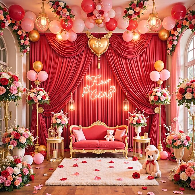 20ftx12ft Wrinkle Free Red Backdrop Curtains - Image 6