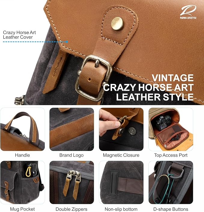Padwa Lifestyle Gray Black Camera Backpack - Image 7