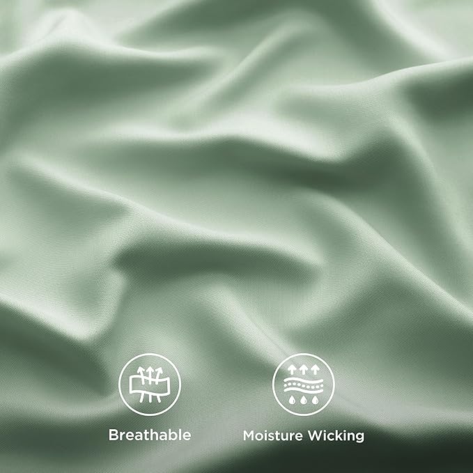 Bedsure King Size Sheets Set, Cooling Sheets for Hot Sleepers, Rayon Derived from Bamboo, Breathable & Soft, Deep Pocket Up to 16 Inches, Hotel Luxury Silky Bedding, Sage Green