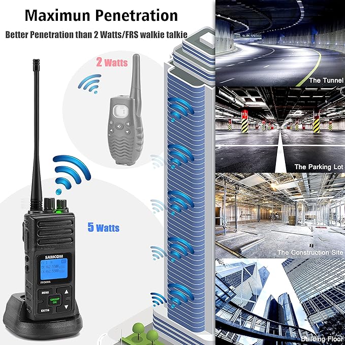 SAMCOM Two Way Radio with Shoulder Speaker Mic,5W High Power 2 Way Radios Long Range Walkie Talkie earpiece with mic for Adults Construction Site School Security(4 Pack)
