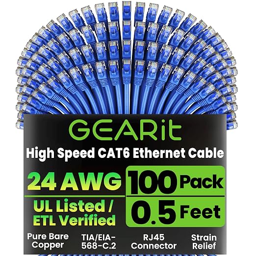 GEARit Cat 6 Patch Cables 0.5 ft Blue by GEARit