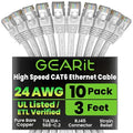 GEARit Cat 6 Ethernet Patch Cable 3 ft White Cat6 Patch Cables 3ft by GEARit