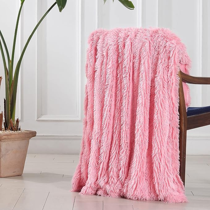 Tuddrom Decorative Extra Soft Faux Fur Throw Blanket 50"x60", Solid Reversible - Image 5