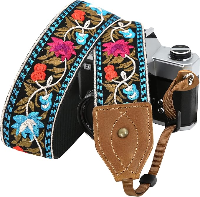 Padwa Lifestyle 2" Wide Classic Crazy Horse Art Cowhide Head Cotton Camera by PadwaLifestyleCameraStrap