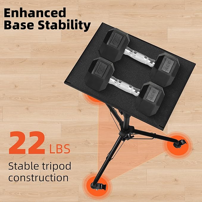 STEADUS Projector Stand Tripod – 24 to 59 Inch Adjustable Height – Dual Shelves Laptop Tripod Stand with Moveable Wheels and Phone Holder, Portable Laptop Stand for Office, Stage & Outdoor Use