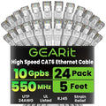 GEARit Cat 6 Ethernet Patch Cables 5 ft White, High Speed 24AWG 10Gbps RJ45 by GEARit
