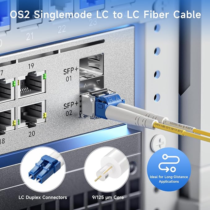 Cable Matters Plenum Rated Duplex OS2 Single Mode Fiber Optic Patch Cable - 7m - Image 2
