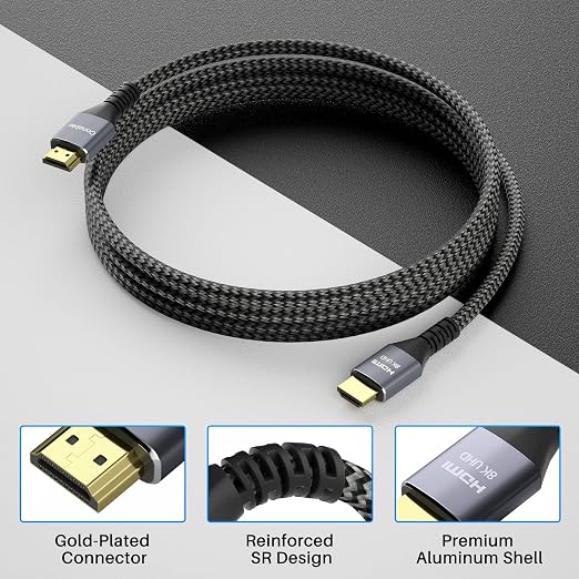 8K HDMI 2.1 Cable 3.3FT/1M, Real Certified 48Gbps Ultra High Speed HDMI® Cable - Image 3