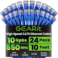 GEARit Cat 6 Ethernet Patch Cable 10 ft Blue, High Speed 24AWG 10Gbps RJ45 by GEARit