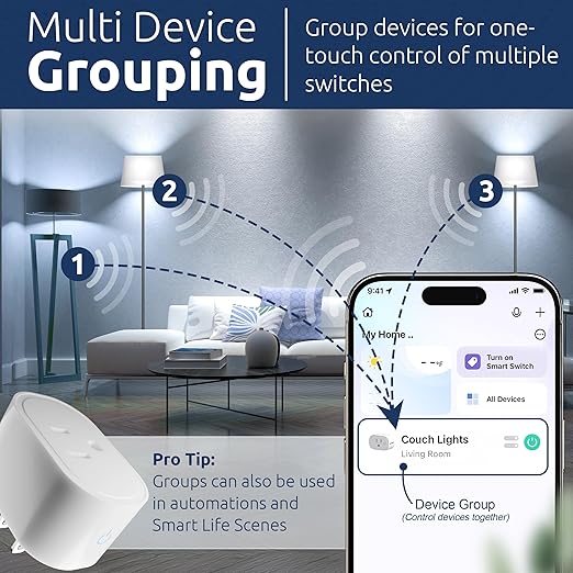 eKyro Smart Plug Energy Monitoring | Compatible with Alexa, Google Home Assistant, iPhone, Siri, Android, Power Tracking 15A 1800W, No Hub Required Energy Monitoring Outlet (Non-Monitoring, 2)