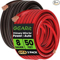 GEARit 8 Gauge Wire (50ft Each- Black/Red Translucent) Copper Clad Aluminum CCA - Primary Automotive Wire Power/Ground, Battery Cable, Car Audio Speaker, RV Trailer, Amp, Electrical 8ga AWG 50 Feet
