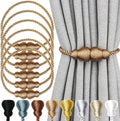 Nieffeiy Magnetic Curtain Tiebacks Outdoor Curtain Tie Backs Rope Decorative Magnetic Curtain Holders for Drapes Window Treatment Holdbacks, Khaki 6Pack