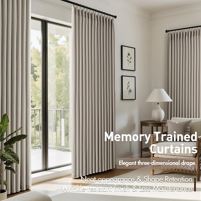 Memory Trained Pinch Pleated Curtains 96 Inches Long, Viral Linen Pinch Pleat - Image 4