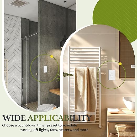 TG 30-Min Countdown Timer Switch, Neutral Required in Wall Timer for Bathroom Fans, Lights, Heaters, with On/Off Switch, TS-C30M, White, 5 Pack