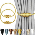 Nieffeiy Magnetic Curtain Tiebacks Outdoor Curtain Tie Backs Rope Decorative Magnetic Curtain Holders for Drapes Window Treatment Holdbacks, Gold 2Pack